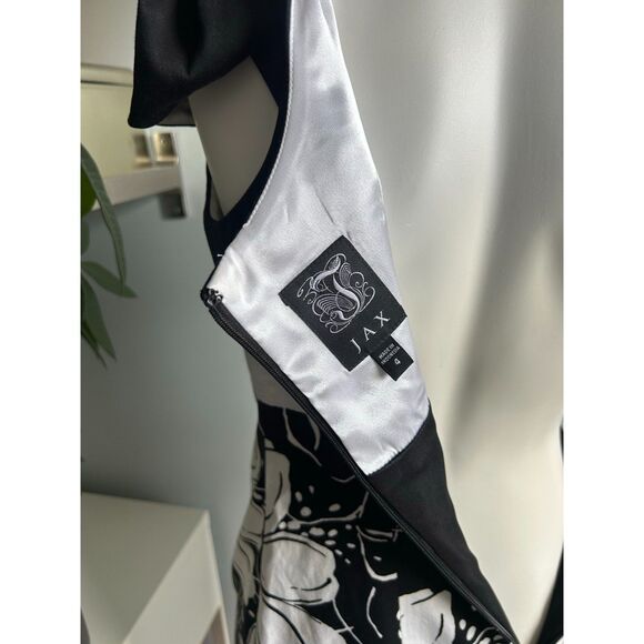 JAX black and white floral sheath cocktail dress - size 4 - Picture 4 of 4